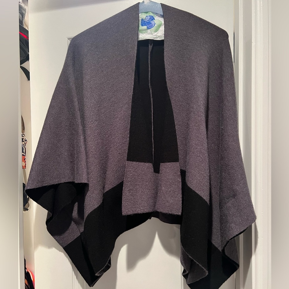 Loft black and grey cape shawl.